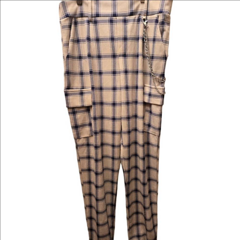 🔥3/15$ FOREVER 21 Plaid Cargo Pants w/ Chain | Y2K Alt Streetwear